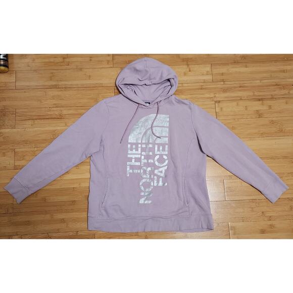The North Face Hoodie Womens XL Purple Half Dome Pullover Fleece Pocket Big Logo - Picture 2 of 11